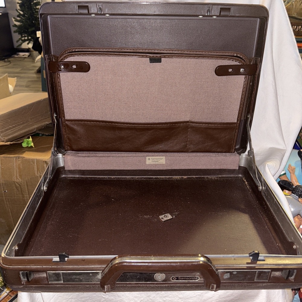 Vintage Samsonite Delegate Briefcase Attache‎ Case Hard Shell Brown With Key